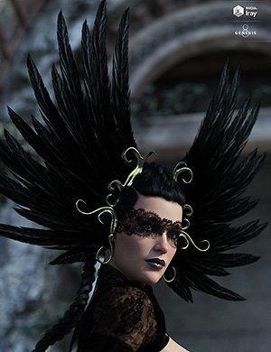 Raven Headwear for Genesis 3 and 8 Female(s)
