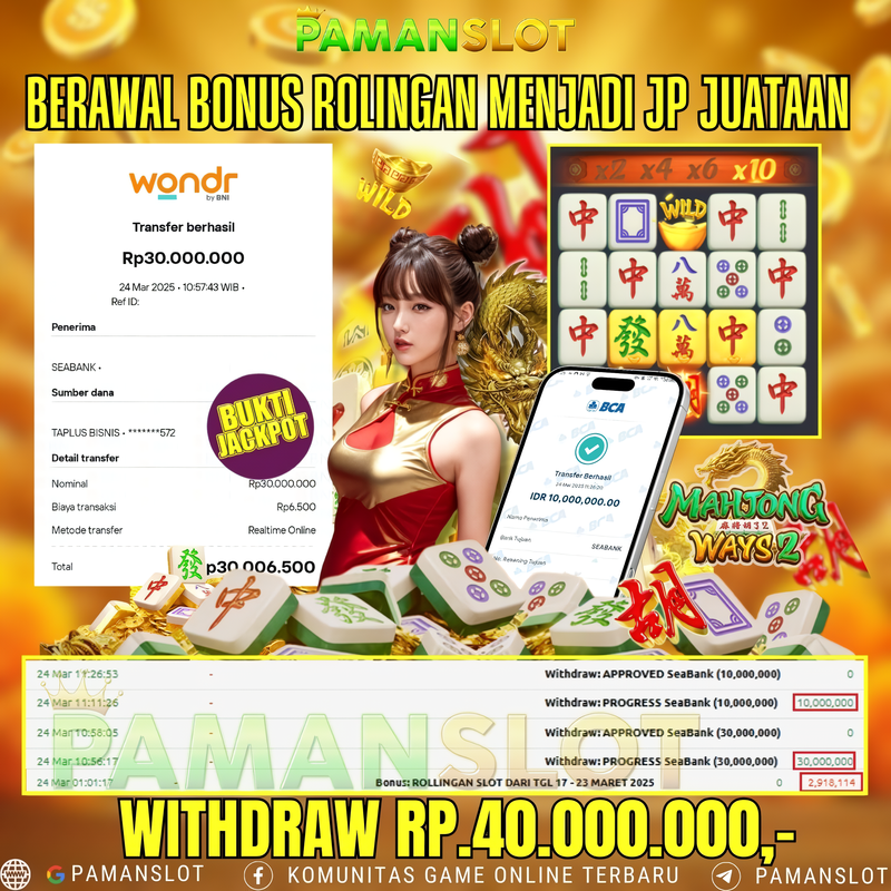 Bukti Pembayaran Rp40 Juta di MAHJONG WAYS 2! Terbukti Valid & Tanpa Potongan! Cek Sekarang!