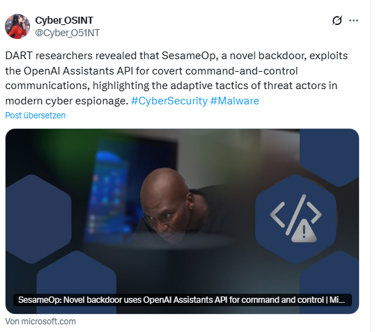 SesameOp Backdoor in OpenAI Assistant API