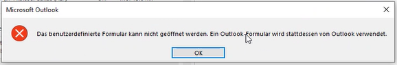 Outlook-Fehlermeldung