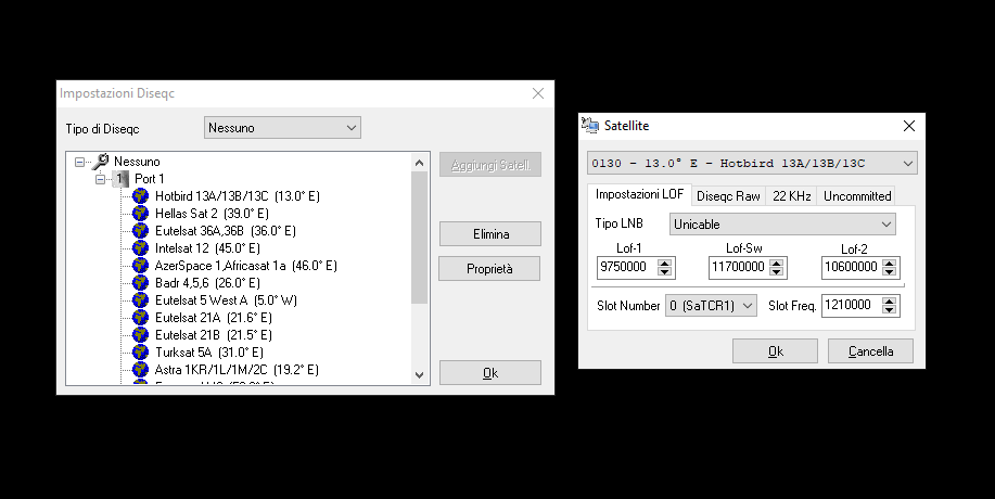 Impostazioni LNB DVB Dream