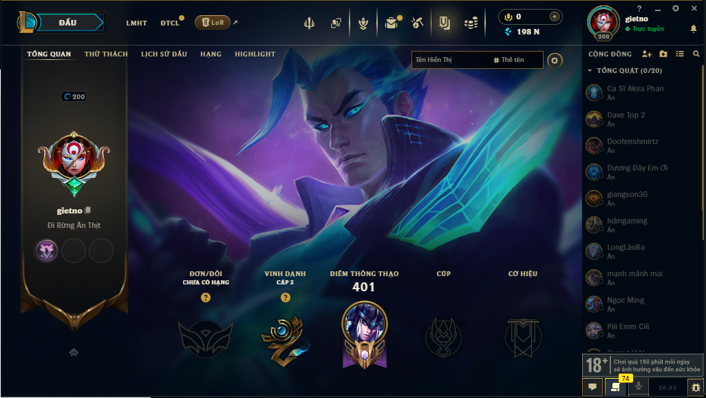 Acc LMHT # - Không Khung