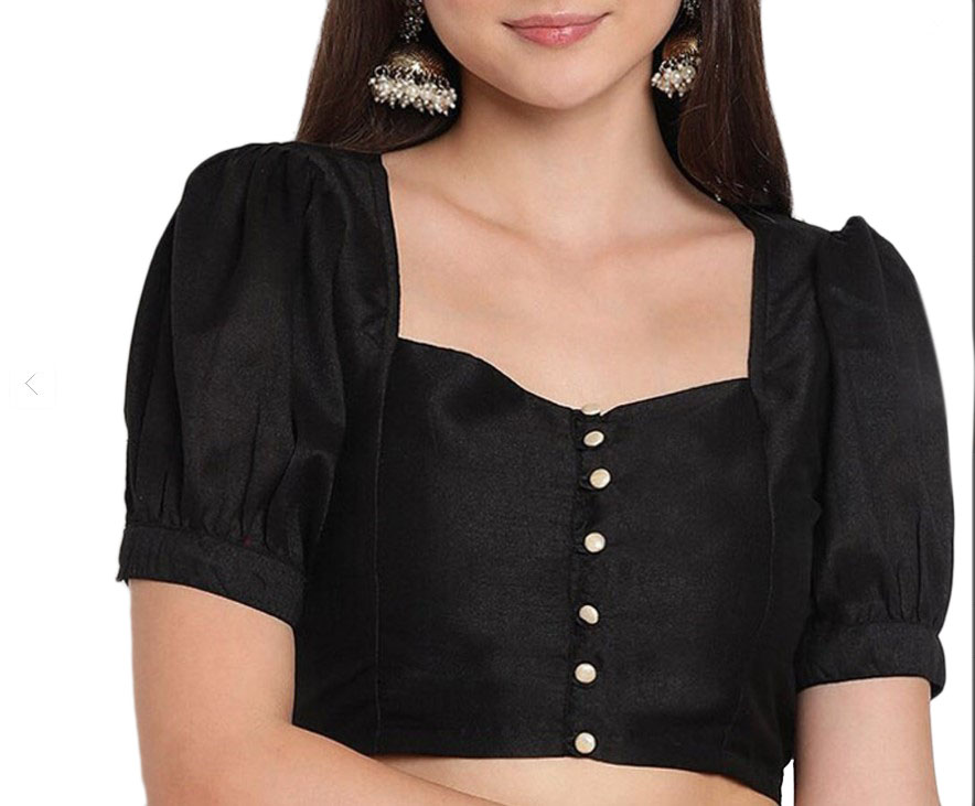 Way2Like Women Button Down Blouse Saree Non-Padded Choli Stitched Crop Top