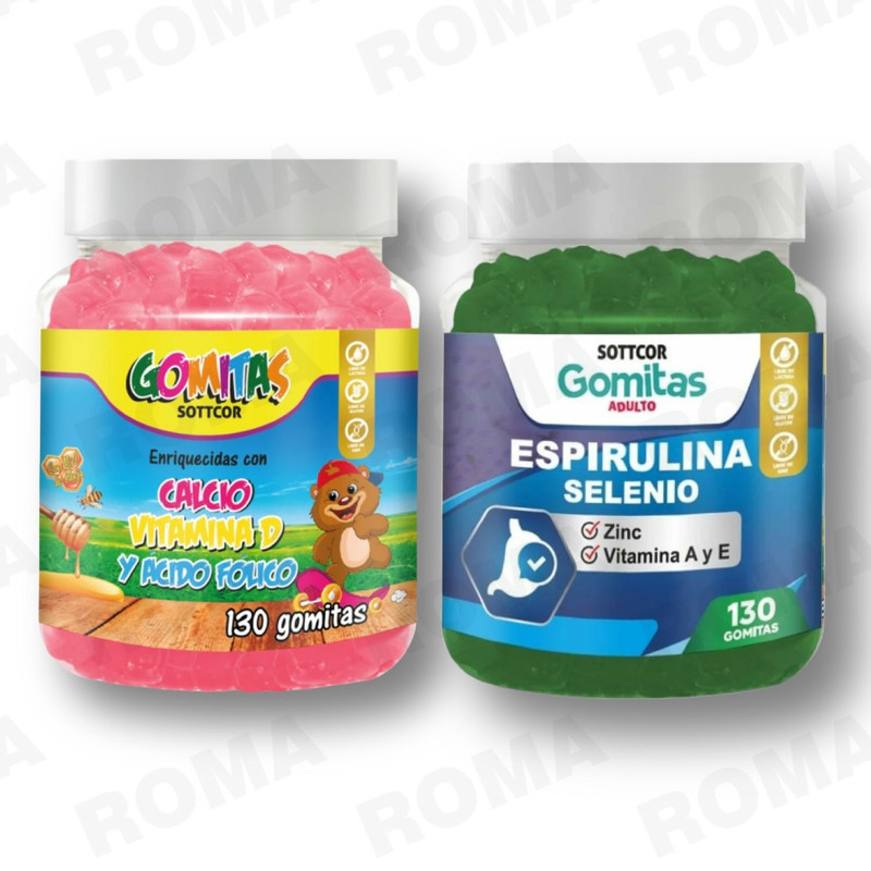 PACK 2 GOMITAS CALCIO NIÑOS + ESPIRULINA ADULTOS SOTTCORLABS