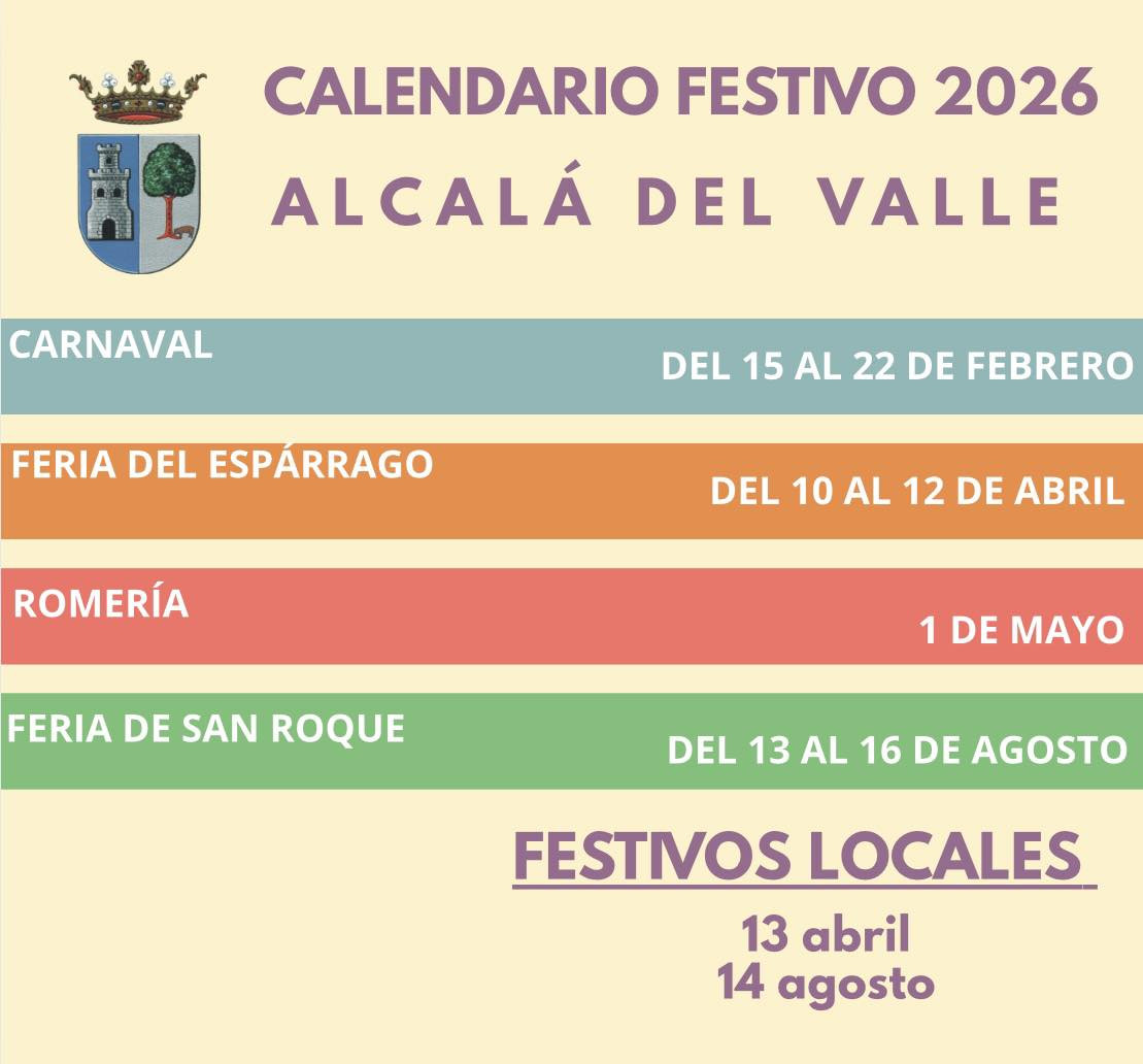 Calendario Festivo 2026 Alcalá del Valle