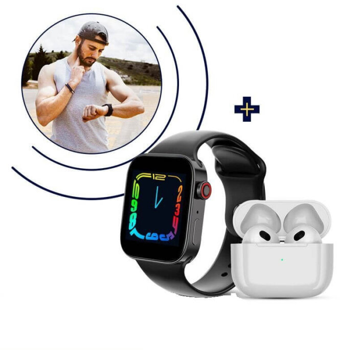 Combo de Reloj Inteligente Watch Ultra 3 y audífonos inalámbricos.
