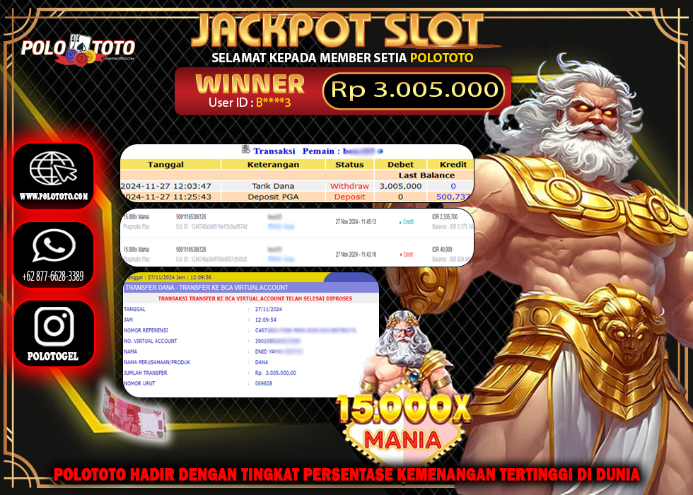POLOTOTO JACKPOT SLOT 15.000X MANIA Rp.3,005.000,-