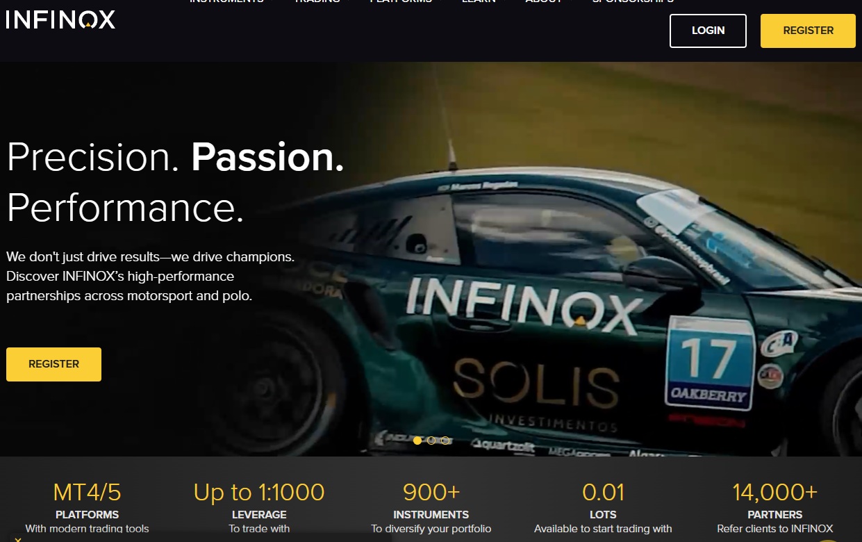 Infinox regulated broker Ireland racing partnership trading platform.