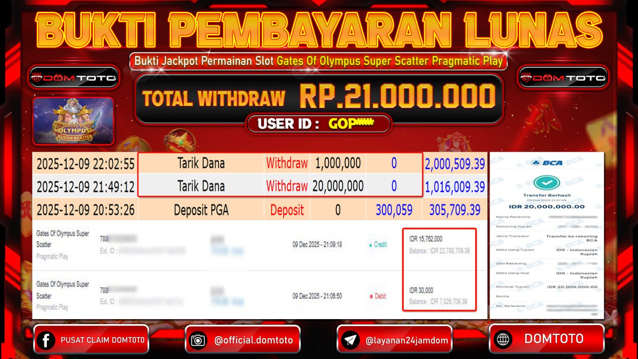 JACKPOT Permainan Slot Gates Of Olympus Super Scatter Pragmatic Play 09 DECEMBER 2025
