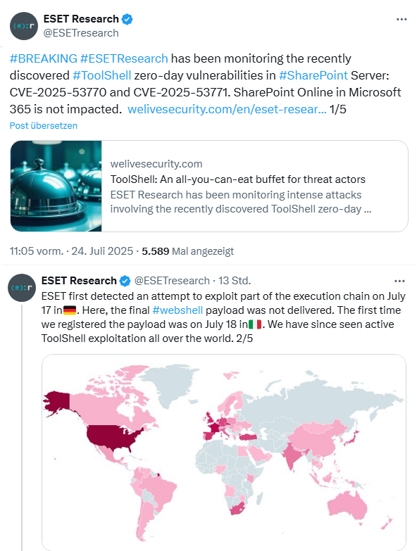 ESET about SharePoint attacks