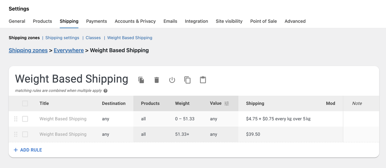 weight based shipping max shipping price