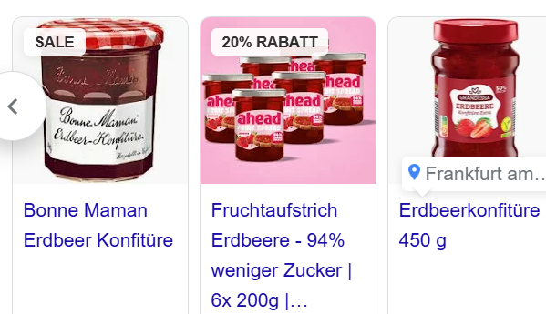 Erdbeer-Konfitüre im Handel