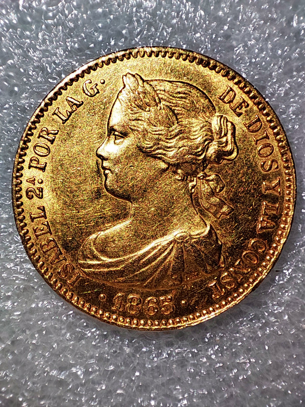 10 Escudos 1865 Anverso