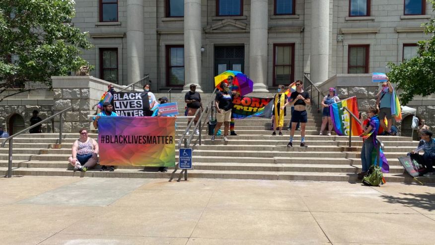 A Black lives matter protest in front of the Colorado Springs courthouse.