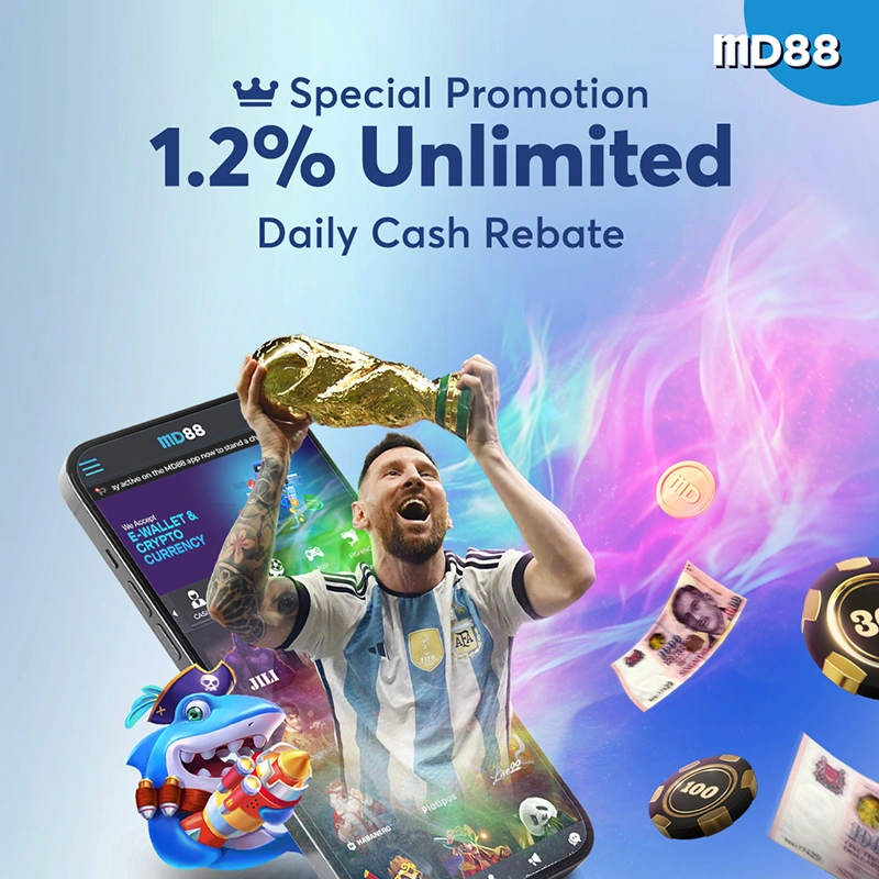 1.2% Unlimited Daily Cash Rebate ##Receive unlimited rebate bonus up to 1.2% from your bets with MD88.