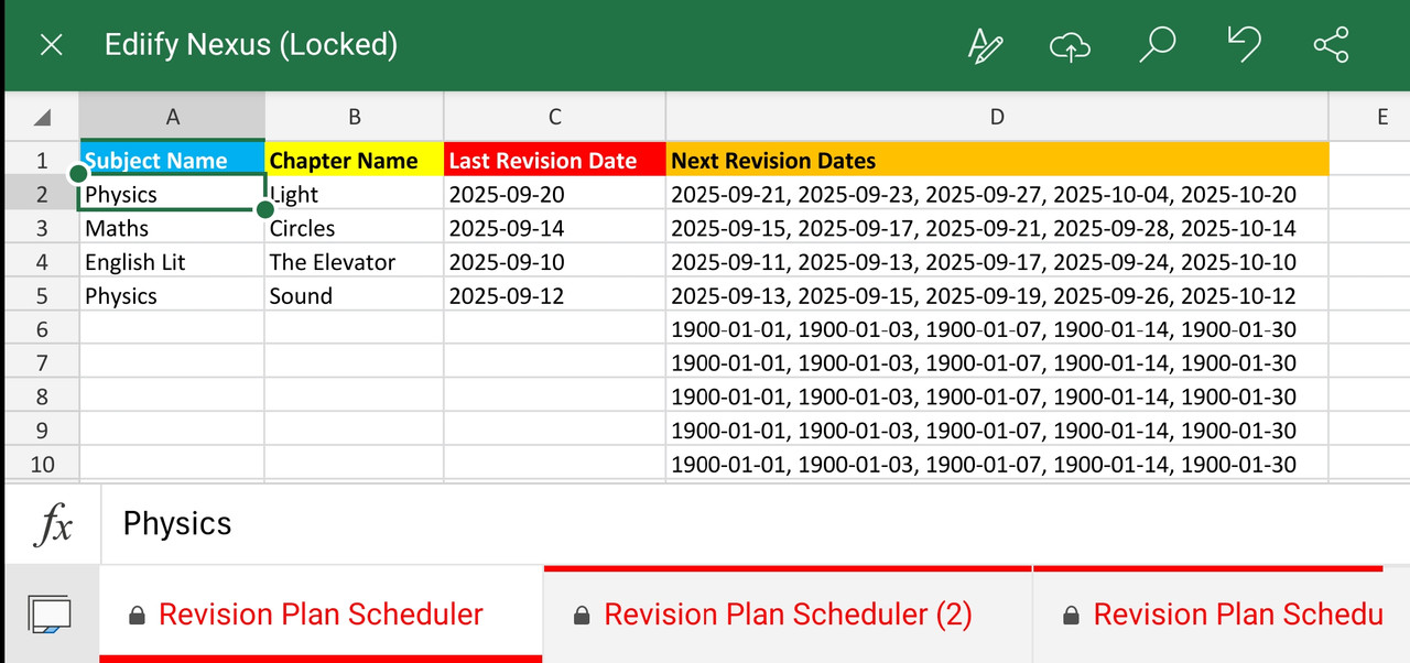 Revision Plan Scheduler