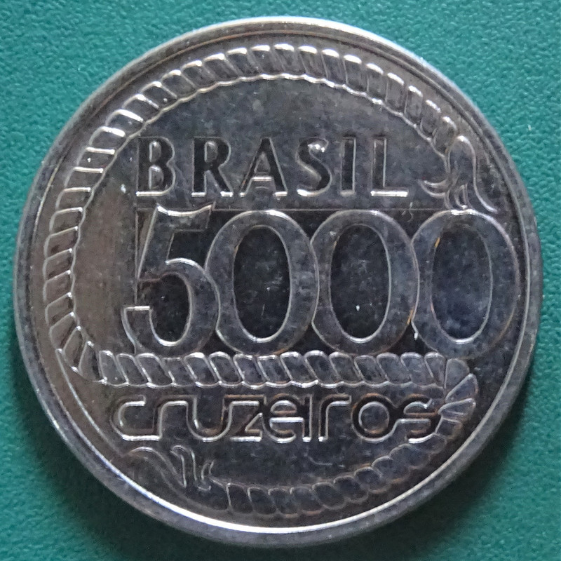 5000 Cruzeiros. Brasil (1992) Tiradentes BRA-5000-Cruzeiros-1992-200-aniversario-muerte-de-Tiradentes-anv