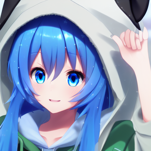 00460-1389419904-(((DATE_ A_LIVE))), green hooded coat,  ((short dress)), hand rabbit puppet, hood u