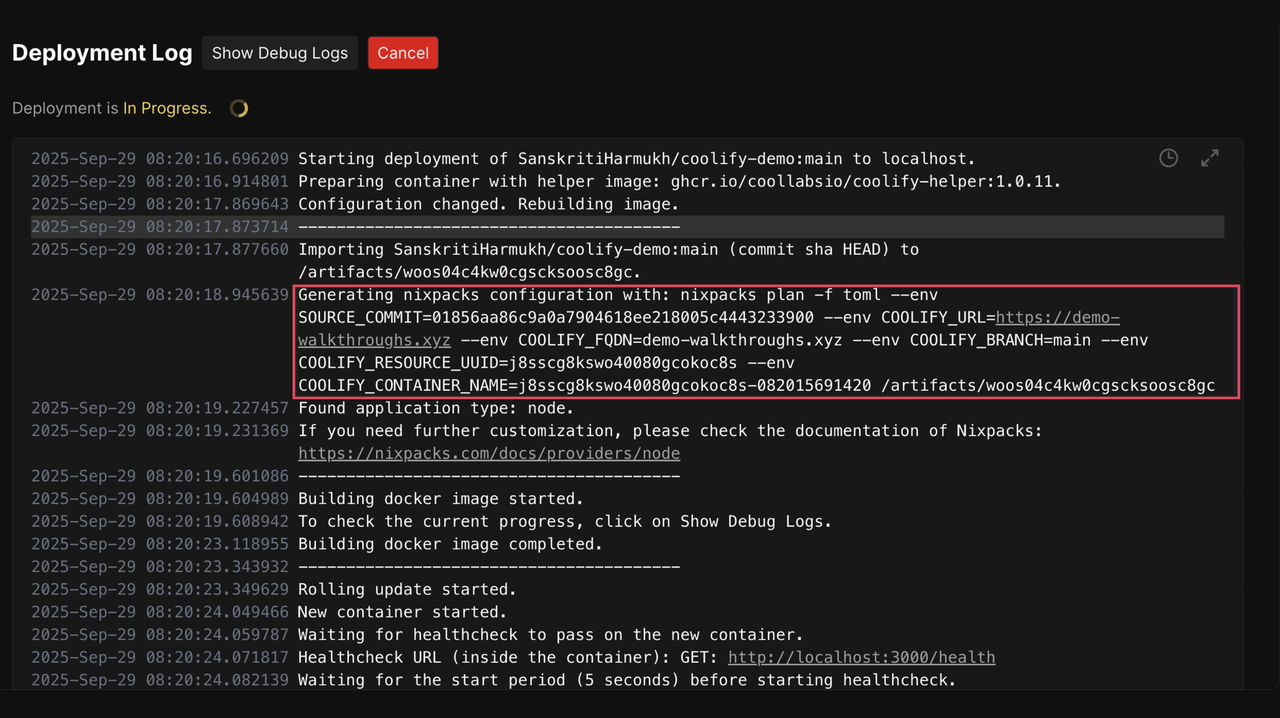 Deployment Logs