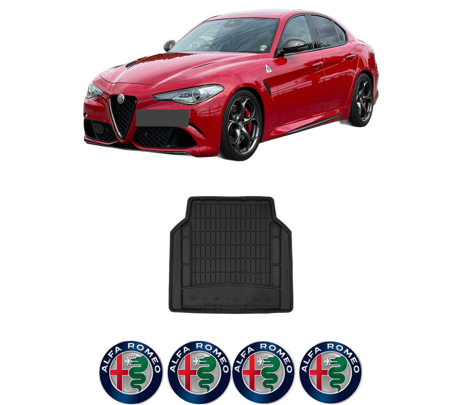 Tavita Portbagaj ALFA ROMEO GIULIA (952_) din 2015-2022, Protectie Portbagaj Auto, 4x Stickere auto cu ALFA ROMEO