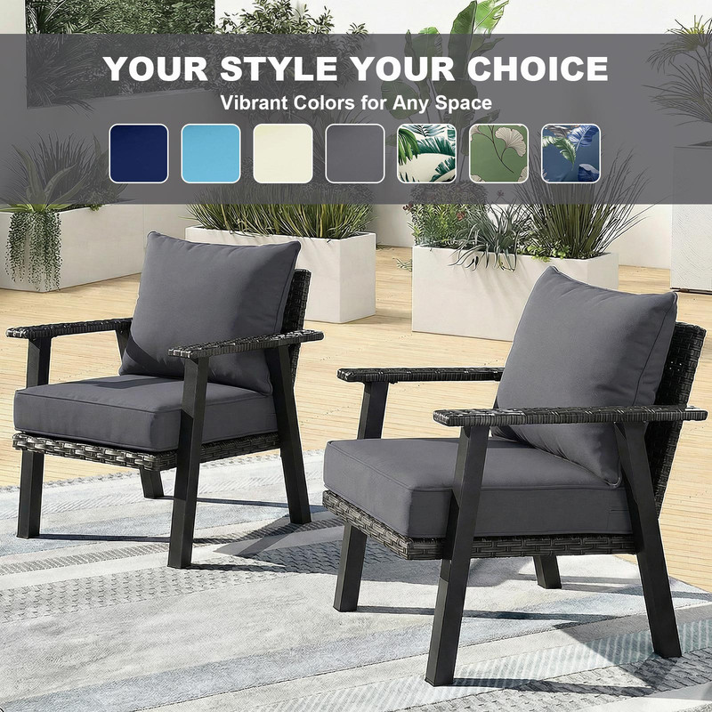 Outdoor Patio Chair Cushions Set Water Resistant Cushions 23.62'' x 23.62''