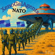 Hordes of XenoGalAgents descend to Earth from a spaceship under the NATO flag.