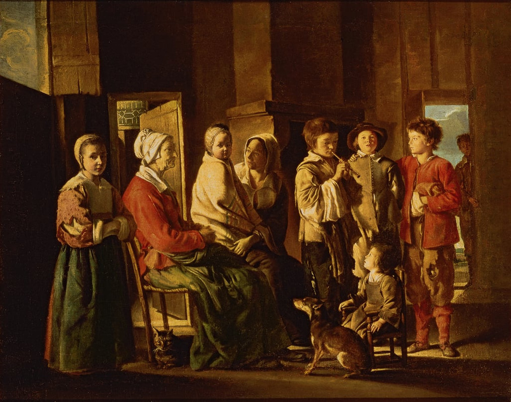 Antoine-and-Louis-Mathieu-Le-Nain-The-Visit-to-the-Grandmother-Meister-Drucke-161746