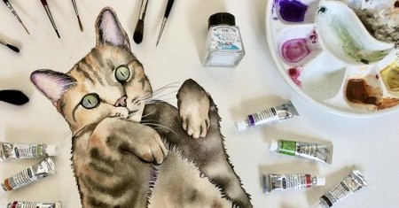 Ready, Wet, Paint! How to paint a Tabby Cat in Watercolour, step by step.
