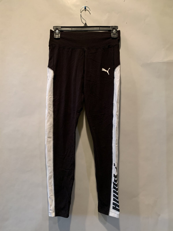 PUMA WOMENS LEAPING PUMA CB TIGHT BLACK AND WHITE LEGGINGS SIZE S