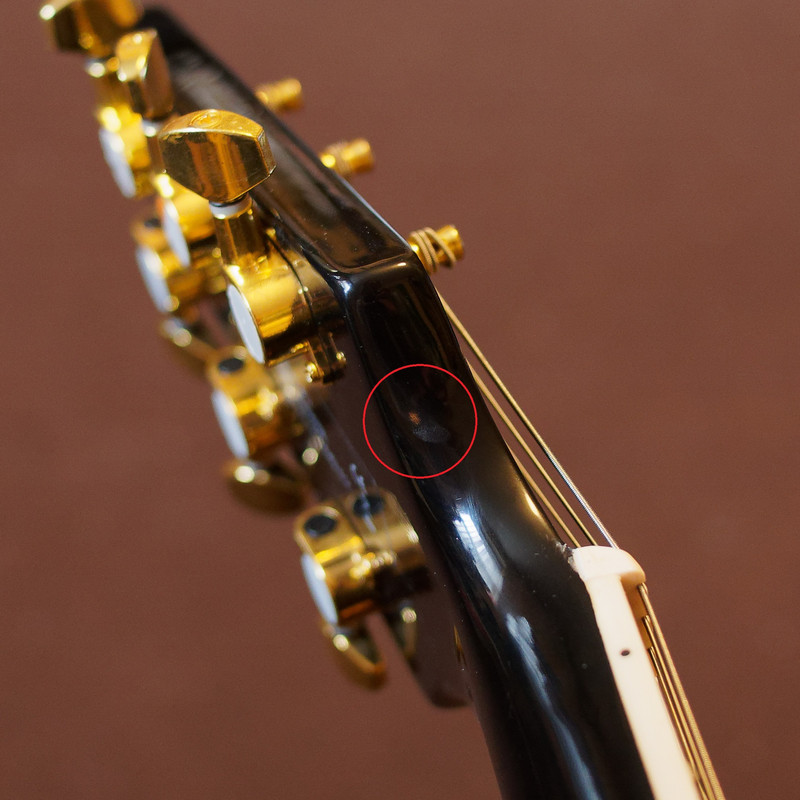 Flaw in finish on headstock
