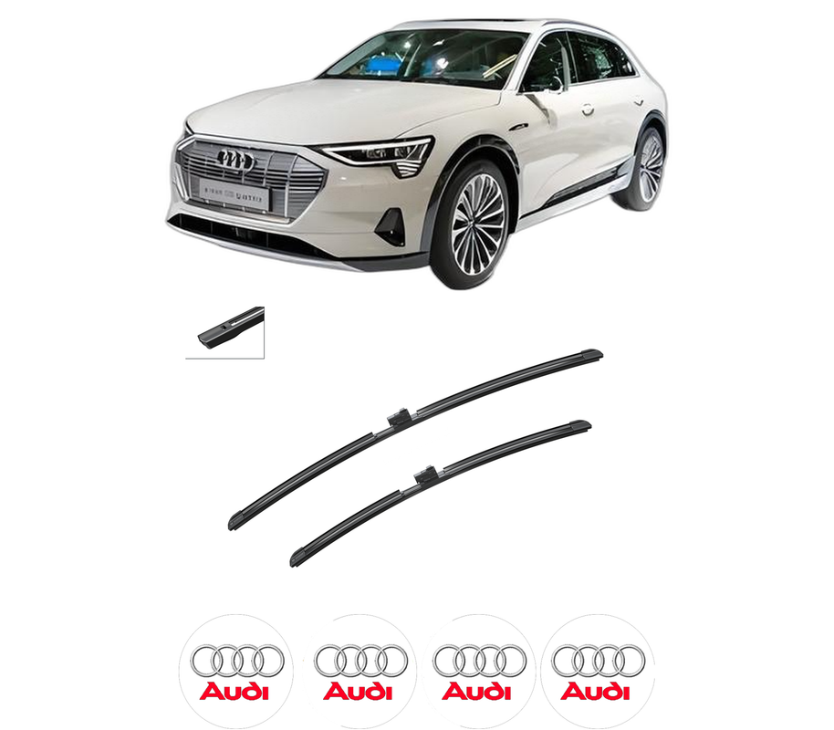 Set stergatoare auto AUDI E-TRON (GEN) din 2018-2020, pentru parbriz auto, 2 bucati, Bosch Aerotwin, din cauciuc siliconat rezistent, 4 Stickere Auto AUDI