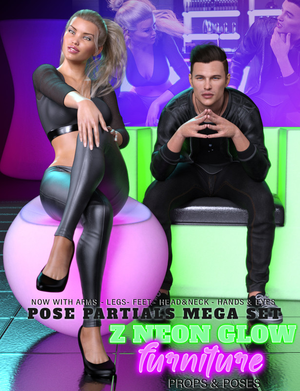 z neon glow furniture and pose mega set for genesis 3 and 8 00 main daz3d