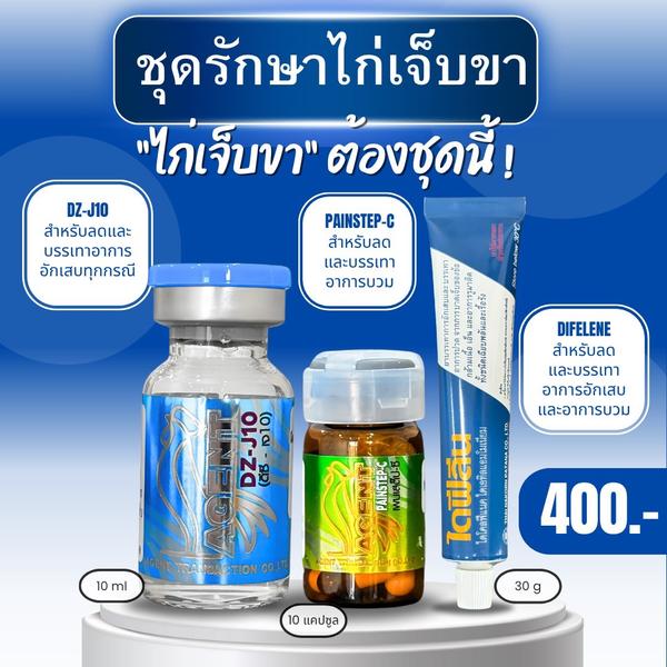 ชุดรักษาไก่เจ็บขา (DZ-J10 + PAINSTEP-C + DIFELENE)