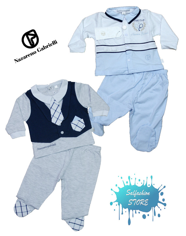 Tutine pagliaccetti neonato lunghe in puro cotone corredino NAZARENO GABRIELLI