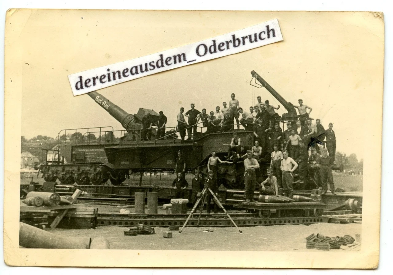A7 Foto WH Eisenbahnbatterie 24cm Eisenbahngeschütz Theodor Rohr Kennung Bel Ami