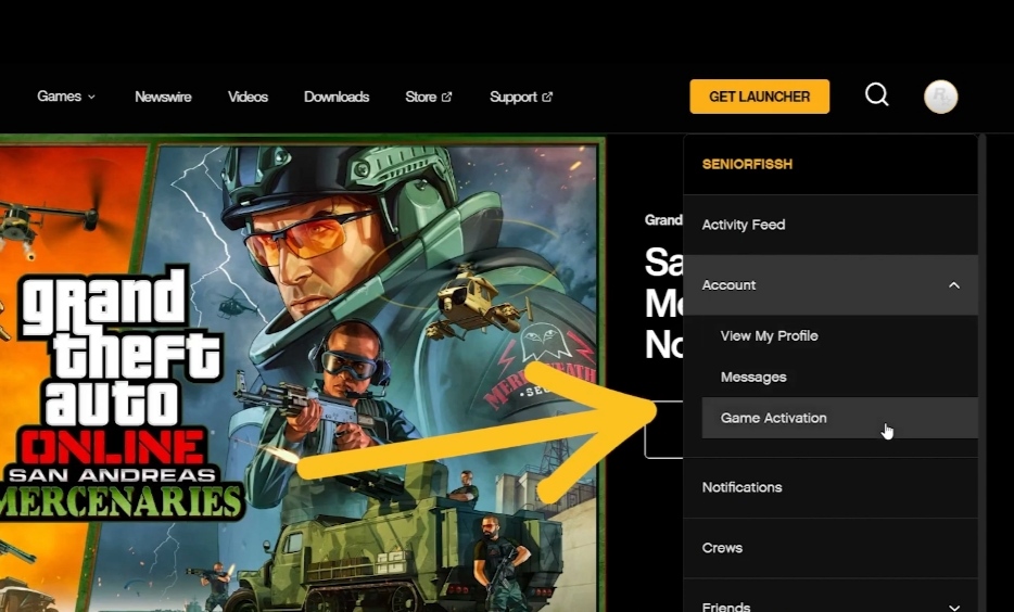 اختيار "Game Activation"