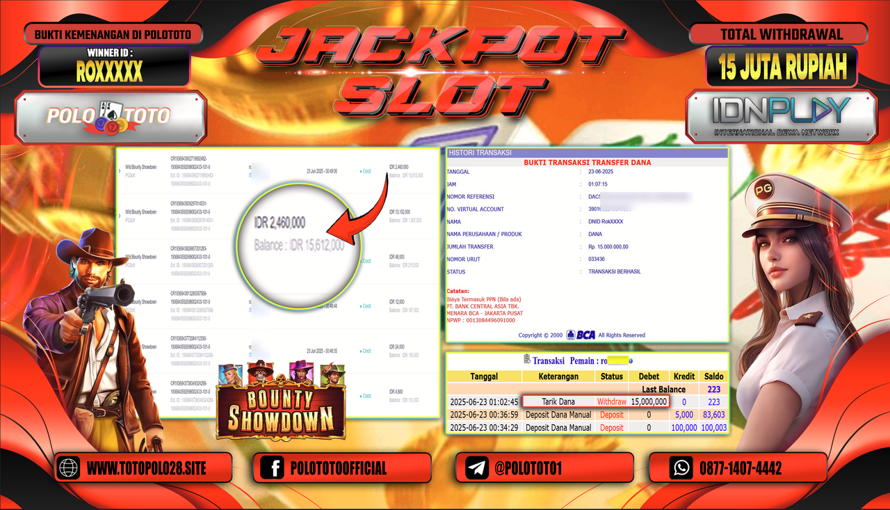 POLOTOTO JACKPOT SLOT WILD BOUNTY SHOWDOWN Rp.15.000.000,-