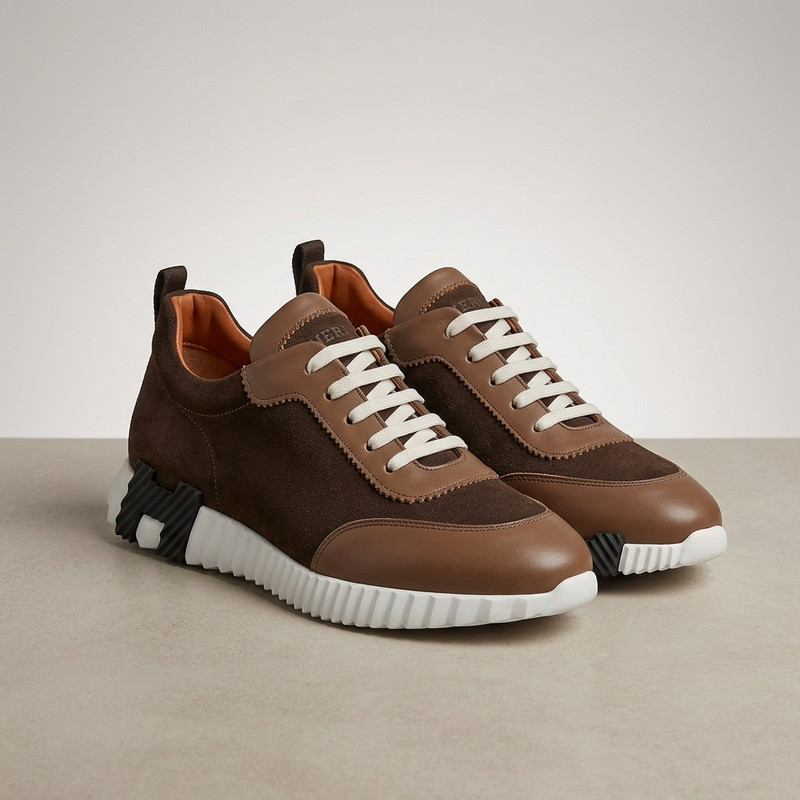 Dark brown leather brogue shoes with intricate perforated detailing