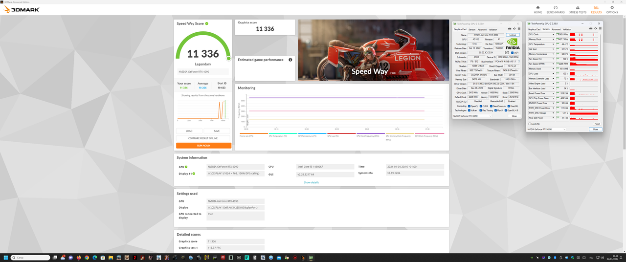 i5 14600k 5.8 ghz - no ecore (p-core) ed rtx 4090 asus strix matrix (driver 546.33).3dmark-result sp