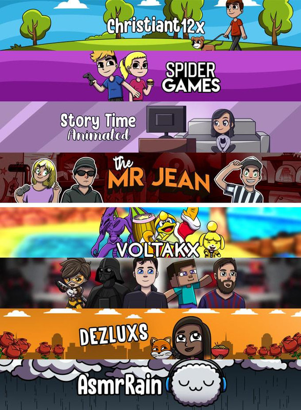 I will design a cartoon banner for your youtube or twitch channel I will design a cartoon banner for your youtube or twitch channel