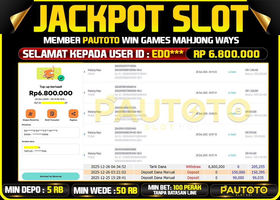 BUKTI JACKPOT LUNAS PAUTOTO