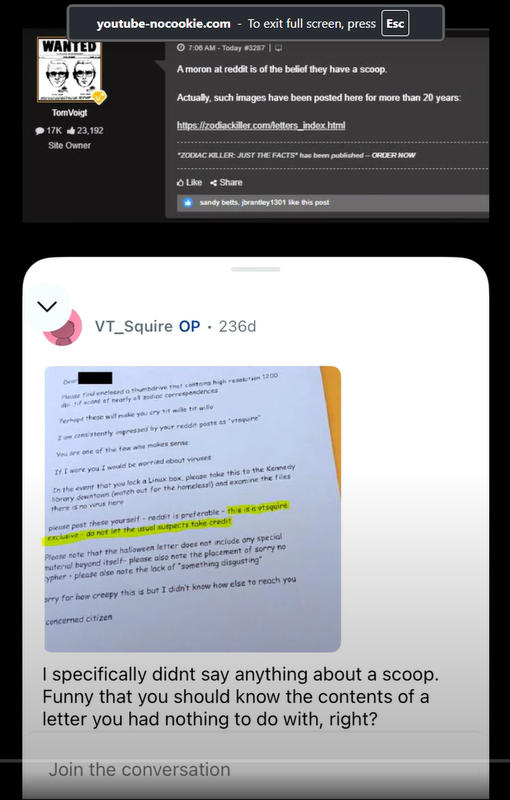 VT_Squire . Zodiac Letter Post 236 days before 5.13.2025