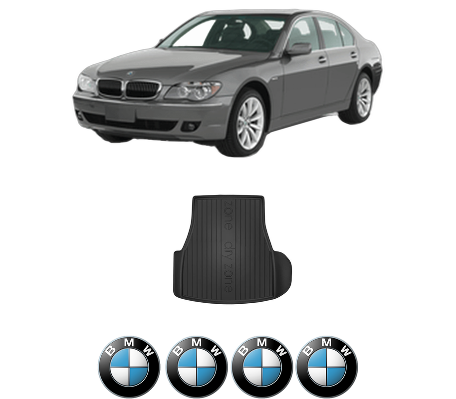 Tavita Portbagaj BMW Seria 7 (E65, E66, E67) din 2001-2009, Protectie Portbagaj Auto, 4x Stickere auto cu BMW