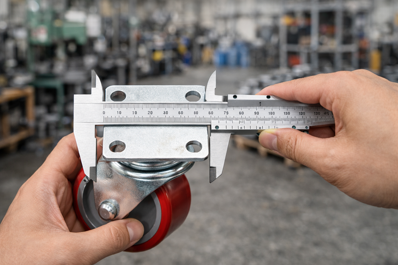 caster mounting plate dimensions visualization