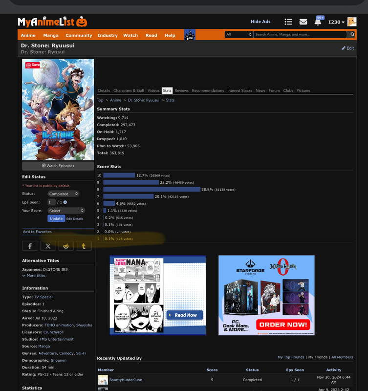 Dr. Stone - Ryuusui || 126 votes