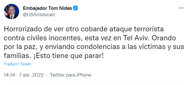 Israel: dos muertos y varios heridos en tiroteo en Tel Aviv