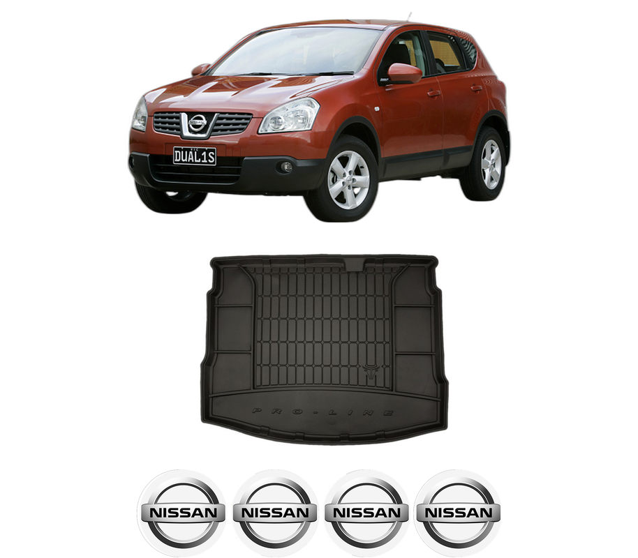 Tavita Portbagaj NISSAN QASHQAI I (J10, NJ10) din 2006-2014, Protectie Portbagaj Auto, 4x Stickere auto cu NISSAN