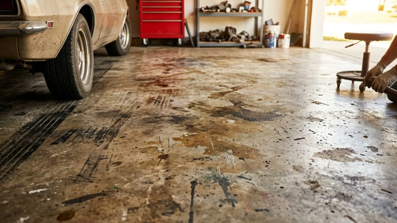 Stained garage floor San Antonio