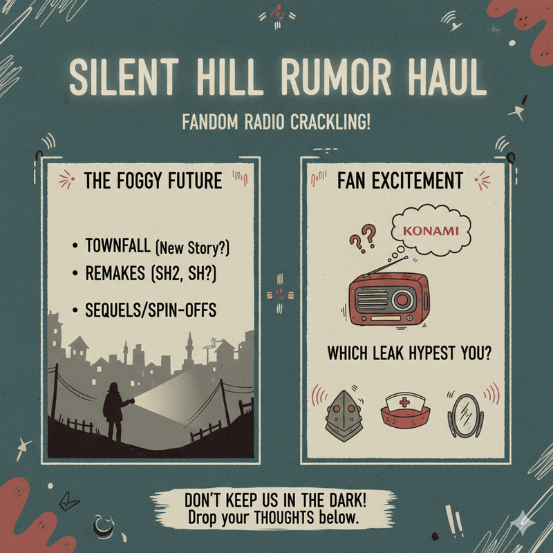 Eerie foggy abandoned town street evoking Silent Hill atmosphere