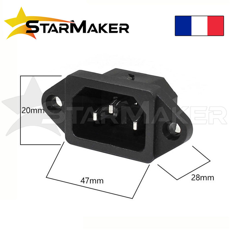 Lot De 10 Adaptateurs IEC 320 C14 Mâle Vers 3 Broches - Connecteur Alimentation AC 250V 10A, Noir
